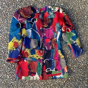 Vintage 1990’s Emanuel Ungaro Avant Garde op art colorful fitted blazer S/M